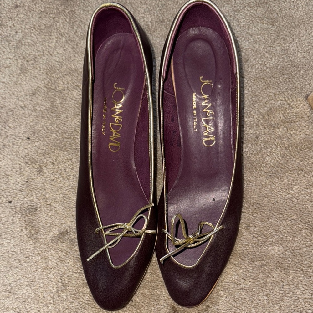 Joan & David Purple Leather Flats with Bow Detail